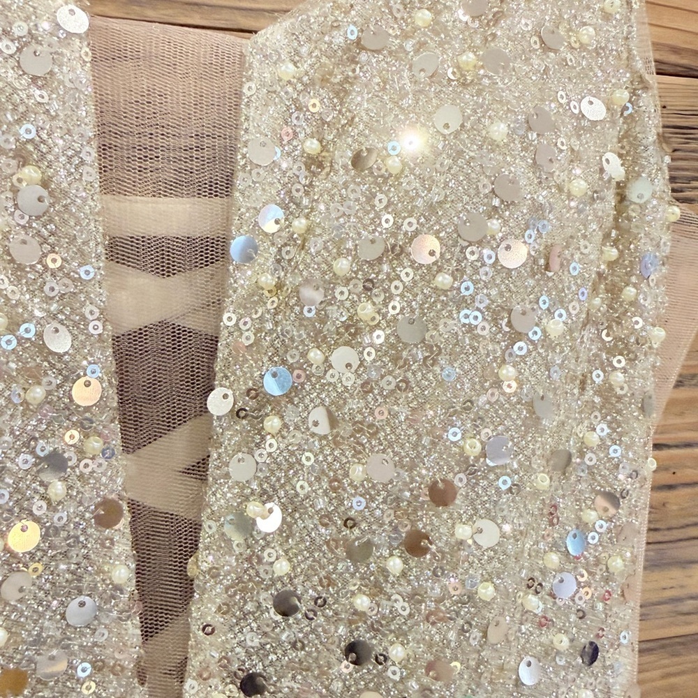 Jovani Gold Sequin Fringe Mini Tassle Dress with V-Neck *UNICORN* - Picture 6 of 17